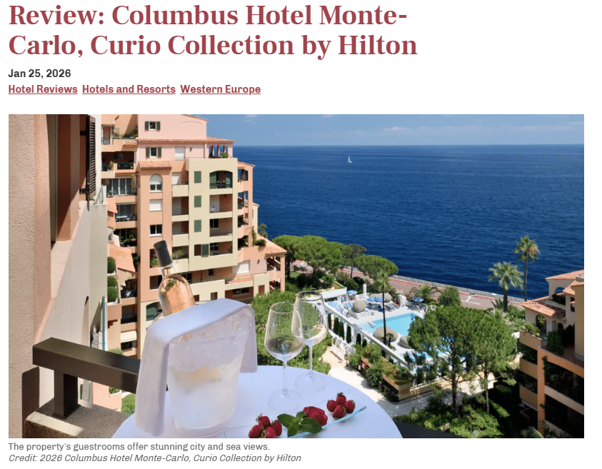 Travelage West Review: Columbus Hotel Monte-Carlo, Curio Collection by Hilton